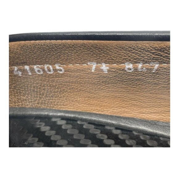 Michael Toschi Flats Men's Sz 7 Penny Loafer Slip on Block Heels Leather Black - Picture 7 of 10